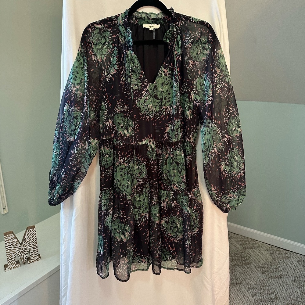 Sheer Boutique Flowy Floral Green Dress size medium - Picture 2 of 12